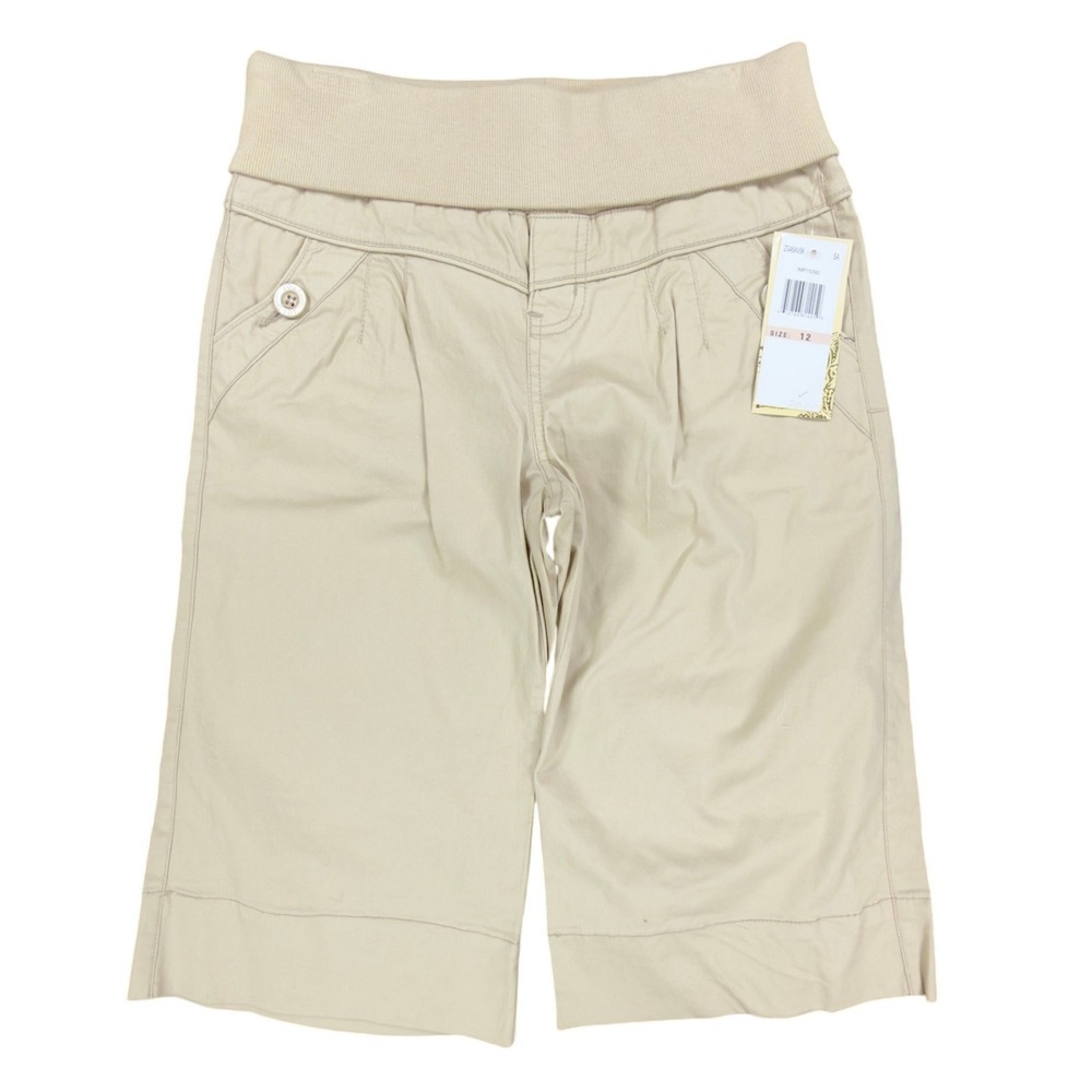 Jolt Y2K Bermuda Shorts Girls 12 Khaki Tan Cotton Stretch NWT New